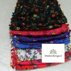 Çiçek Desenli Ahşap Boncuklu Fular Şal 12 Adet 1777as