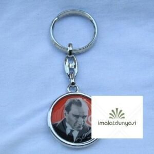 Krom İmzalı Bayraklı Atatürk Anahtarlık 409as