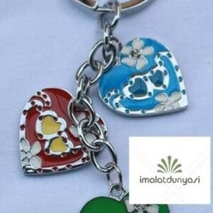 Metal Çiçekli Kalp Salkım Anahtarlık 238as