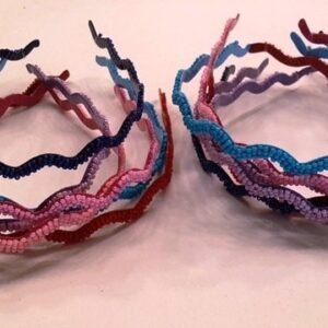 Boncuk Kaplı Metal Zigzag Taç 12 Adet 8872as