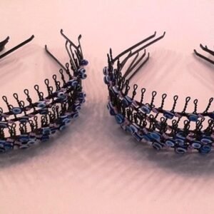 Nazar Boncuklu Siyah Metal Taç 12 Adet 8883as