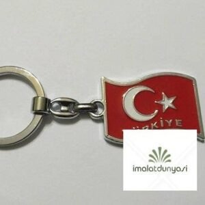 Mineli Metal Dalgalı Bayrak Anahtarlık 380as