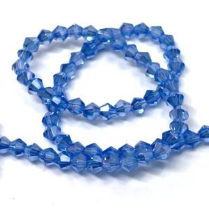 4 Mm Piramit Kristal Cam Boncuk Ispirto Mavisi Renk