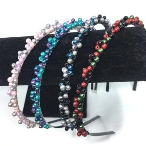 4 Adet El Yapımı Renkli İnci Süslemeli Metal Taç