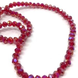 6 Mm Basık Kristal Cam Boncuk Janjanlı Kırmızı Renk