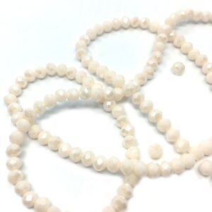 4 Mm Basık Kristal Cam Boncuk Mat Sedef Krem Renk