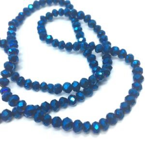 4 Mm Basık Kristal Cam Boncuk Kaplama Saks Mavi Renk