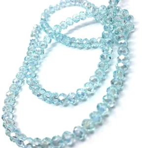 4 Mm Basık Kristal Cam Boncuk Janjanlı Mint Mavi Renk