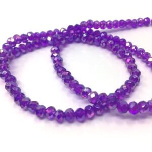 4 Mm Basık Kristal Cam Boncuk Janjanlı Mor Renk