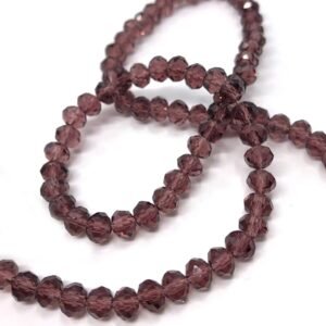 6 Mm Basık Kristal Cam Boncuk Sedef Mürdüm Renk