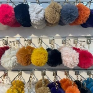 12 Adet Karışık Renkli Peluş Ponpon Anahtarlık