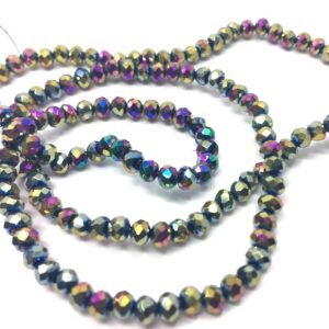 4 Mm Basık Kristal Cam Boncuk Kaplama Siyah Janjan Renk