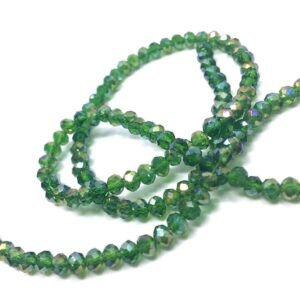 4 Mm Basık Kristal Cam Boncuk Janjanlı Haki Yeşil Renk