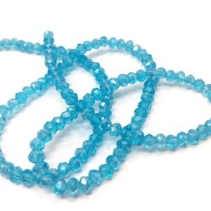 4 Mm Basık Kristal Cam Boncuk Janjanlı Mavi Renk