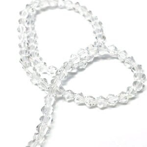 4 Mm Piramit Kristal Cam Boncuk Şeffaf Beyaz Renk