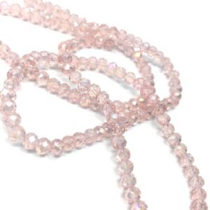 4 Mm Basık Kristal Cam Boncuk Janjanlı Somon Pembe Renk